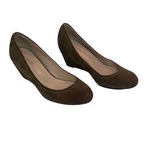 Franco Sarto Wedge Shoe Comfort Womens 7 Zaina Tan Suede Slip On Round Toe